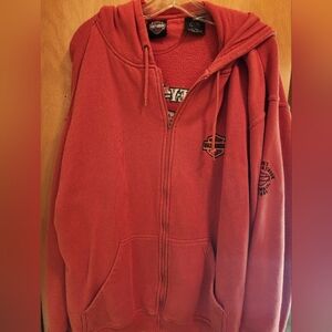 MENS HARLEY DAVIDSON ORANGE ZIP UP SWEATSHIRT SIZE XL